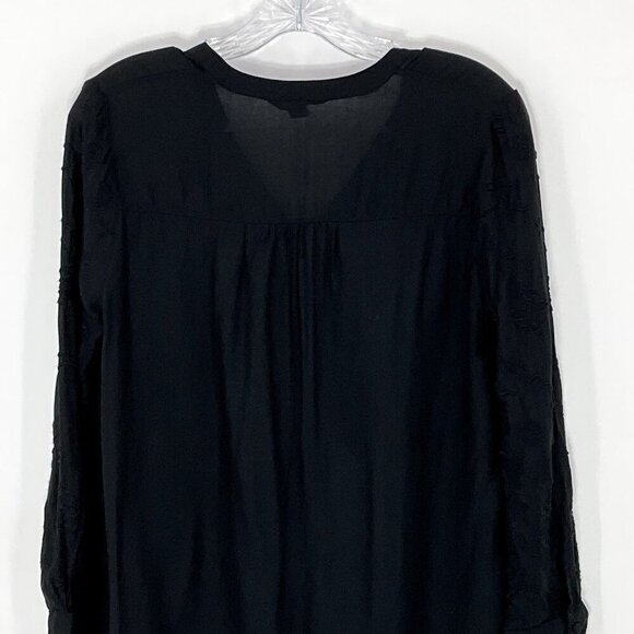 Lucky Brand Top Women S Black V-Neck Embroidered Button Up Whimsigoth Dark Fairy - Picture 5 of 11